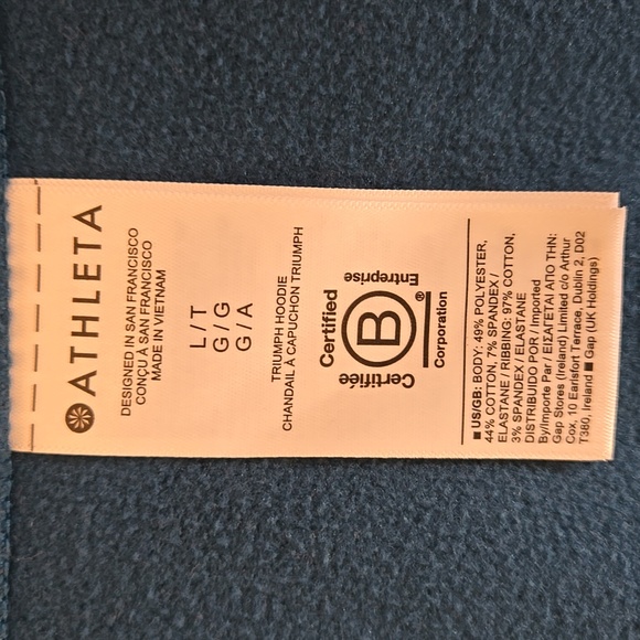 Athleta Blue Full Zip Sweatshirt Jacket, Womens Large Tall, Great Condition - Picture 9 of 11